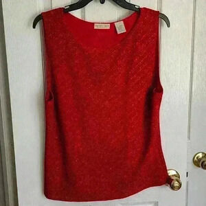 Apostrophe Women's Sleeveless Sparkly Glittery Christmas Holiday Party Top XL